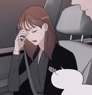 ✖️ Haa... woman, sad, car, exhausted, webtoon telegram sticker