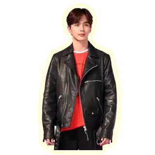 😊 man, leather jacket, portrait, korean, actor telegram sticker
