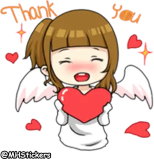 🙏 Thank you angel, heart, cartoon, thank you, greeting, cute telegram sticker