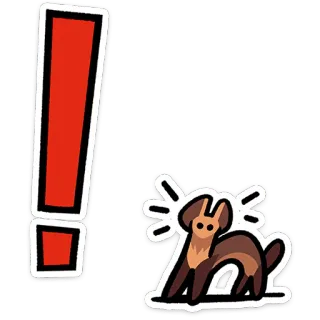 ⭐ exclamation mark, dog, alert, warning, cartoon telegram sticker