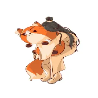 🤗 vos, schattig, dier, knuffel, cartoon, anime telegram sticker