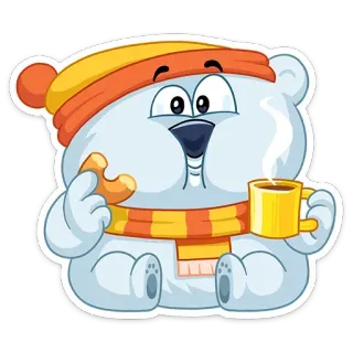 ☕ 漫画, くま, ステッカー, かわいい, ホッキョクグマ, 冬, 食べ物, 飲み物 telegram sticker