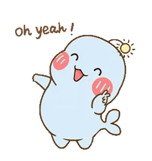 ✌️ Oh yeah! 可爱, 卡通, 快乐, 海豹, 动物, 积极, 庆祝 telegram sticker