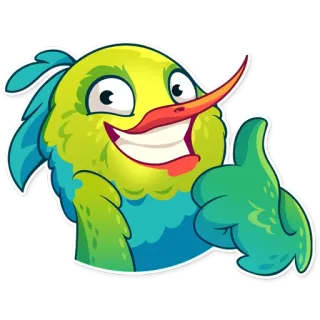 👍 vogel, cartoon, duim omhoog, schattig, dier, sticker telegram sticker