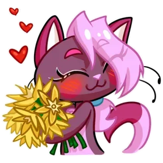 ☺️ кот, цветок, милый, мультфильм, любовь, животное whatsapp sticker