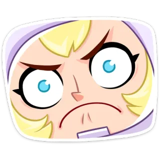 😔 стикер, мультфильм, персонаж, злой, расстроенный, блондинка telegram sticker