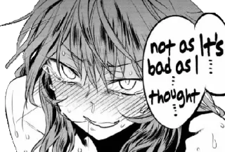 😈 not as bad as I thought Anime, Mangá, suado, corando, sorriso irônico, Desenho animado telegram sticker