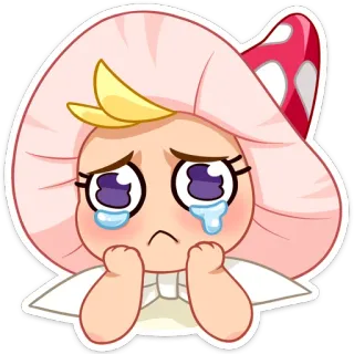 😭 гриб, персонаж, милый, плачущий, грустный, мультфильм telegram sticker