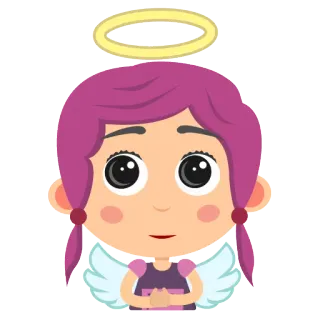 😇 Engel, Cartoon, Heiligenschein, Flügel, Kind, süß, Mädchen telegram sticker