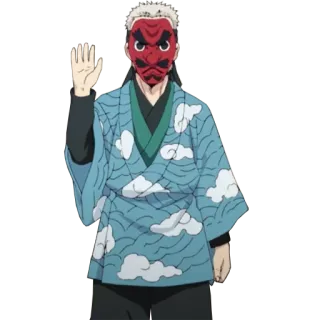 🖐 Anime, Homem mascarado, Demon Slayer, Roupa tradicional, Japonês, Personagem telegram sticker