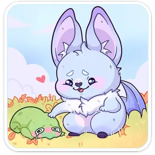 🐸 Fledermaus, Frosch, niedlich, Cartoon, Aufkleber, Kawaii, Freundschaft whatsapp sticker