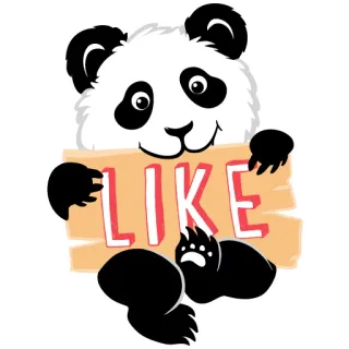 👍 LIKE panda, lubię to, zwierzę, naklejka, pozytywny, kciuk w górę, akceptacja telegram sticker