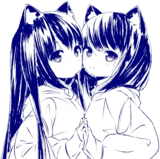 🥰 Anime, Telinga kucing, Lucu, Gadis, Kawaii, Ilustrasi, Gambar telegram sticker