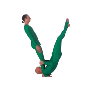 😓 Yoga, Acroyoga, Acrobatique, Souple, Couple, Costume vert whatsapp sticker