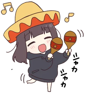 💃 シャカシャカ Anime, Maracas, Música, Lindo, Kawaii, Sombrero, Baile telegram sticker