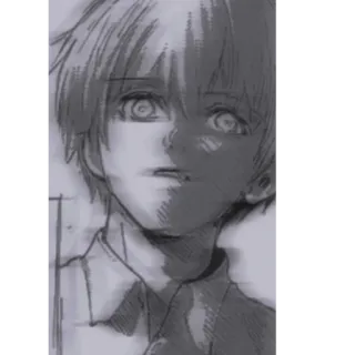 🖤 anime, sketch, sad, boy, eyes, monochrome whatsapp sticker