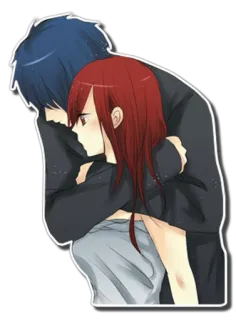 ❤ Anime, Abraço, Casal, Romance, Amor telegram sticker