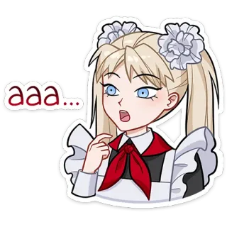 😮 aaa... Аниме, Горничная, Блондинка, Удивлена, Мультфильм, Девушка whatsapp sticker