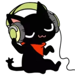 🎤 gato, fones de ouvido, música, desenho animado telegram sticker