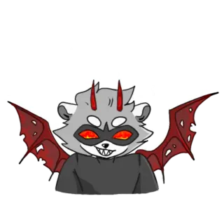 😈 raton laveur, diable, démon, cornes, ailes, monstre whatsapp sticker