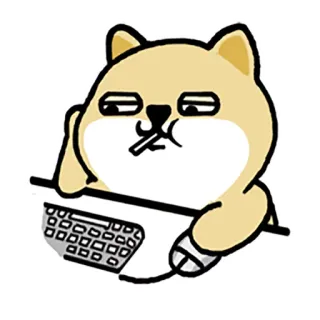 😐 狗, 键盘, 电脑, 吸烟, 鼠标 whatsapp sticker