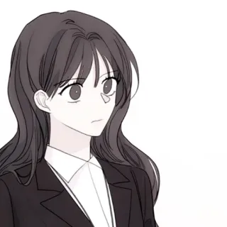 🍢 kobieta, strój biznesowy, czarno-białe, anime, manga, portret telegram sticker