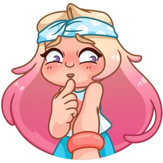 🫢 naklejka, kreskówka, dziewczyna, blond włosy, różowe włosy, myślenie, wyraz telegram sticker