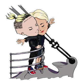 🚢 Titanic Titanic, Cena de filme, Casal, Afeição, Romance, Desenho, Desenho animado whatsapp sticker