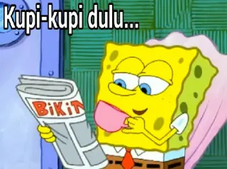 ☕ Spongebob Kupi-kupi dulu... Spongebob, journal, café, dessin animé, détente telegram sticker