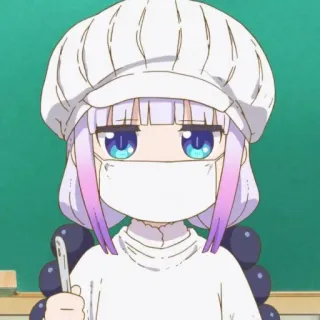 ☁️ Kanna Kamui Miss Kobayashi's Dragon Maid Anime, Kanna, Dragon Maid, Kawaii, Carino, Maschera, Chef, Cucina telegram sticker