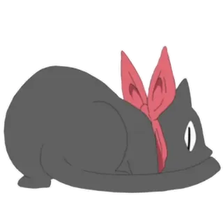 🐱 Jiji Kiki's Delivery Service кот, черный кот, бант, аниме, милый, Джиджи, Ведьмина служба доставки telegram sticker