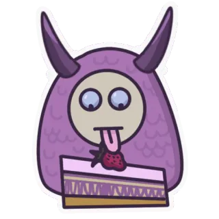 😛 monstruo, pastel, postre, tonto, gracioso, dibujos animados telegram sticker
