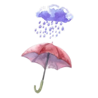 💦 rain, umbrella, cloud, weather, watercolor, cute, sticker telegram sticker