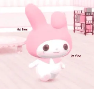 🦕 My Melody its fine
im fine fofo, triste, sanrio, desenho animado, pastel, estético whatsapp sticker
