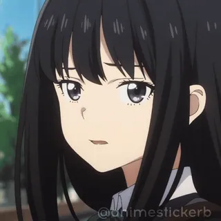 🤢 animestickerb anime, dziewczyna, czarne włosy, naklejka whatsapp sticker
