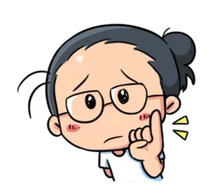 😕 卡通, 悲伤, 担心, 思考, 角色, 插画 telegram sticker