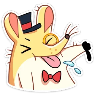 👎 rata, elegante, monóculo, sombrero de copa, pajarita, dibujo animado, animal, roedor whatsapp sticker
