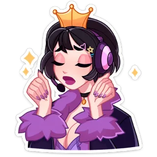 🤴 gadis, mahkota, headphone, stiker, animasi, berkilau telegram sticker