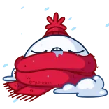 🥶 tuyết, mùa đông, khăn choàng, lạnh, thời tiết, hoạt hình, tuyết cầu telegram sticker