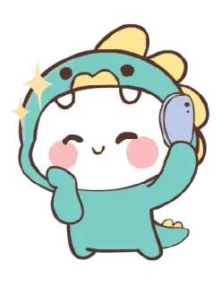 📱 dinosaur, cute, kawaii, cartoon, sticker, selfie, character telegram sticker
