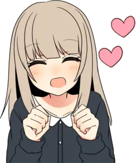 😄 Anime Mädchen, süß, Herzen, Liebe, fröhlich, Cartoon whatsapp sticker