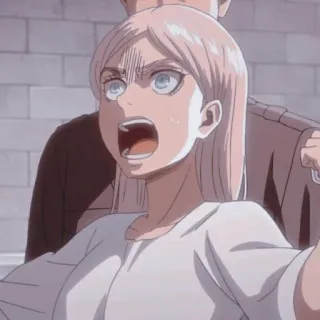 💪 Historia Reiss Attack on Titan Anime, Desenho animado, Personagem, Historia Reiss, Attack on Titan, Gritando whatsapp sticker