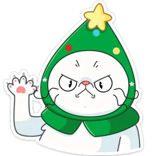 😤 кот, шапка ёлка, мультик, злой, смешной telegram sticker