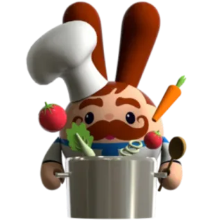 🥘 เชฟ, ทำอาหาร, อาหาร, การ์ตูน, ห้องครัว, กระต่าย, ส่วนผสม telegram sticker