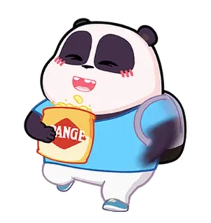 🍿 RANGE Panda, Dibujos animados, Snack, Palomitas, Lindo whatsapp sticker