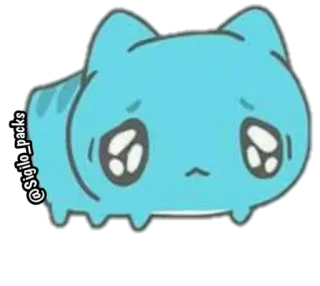😔 @Sigilo_packs 만화, 고양이, 스티커, 귀여운, 파란색, 슬픈 telegram sticker