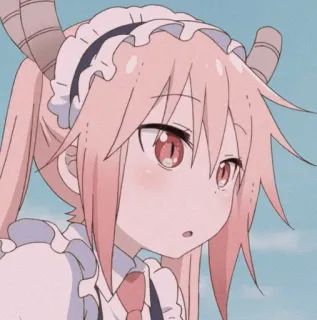 🐉 anime, maid, cute, pink hair, cartoon, girl, kawaii telegram sticker