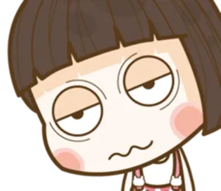 🙄 mignon, dessin animé, fille, fatigué, drôle, expression, autocollant telegram sticker