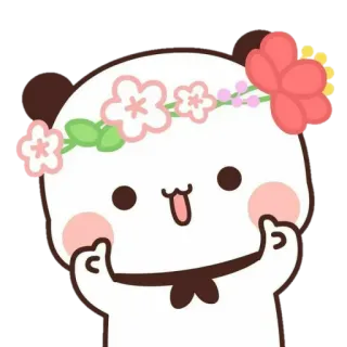 🐻 imut, panda, mahkota bunga, kawaii, hewan, stiker telegram sticker