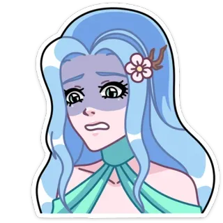 😬 mulher, desenho animado, personagem, adesivo, triste, preocupada, anime whatsapp sticker